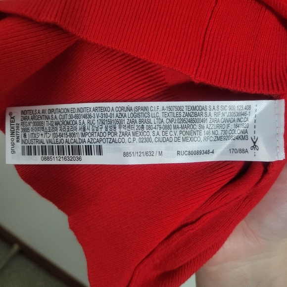 Zara Red Long Sleeve Sweater, Size M - Picture 5 of 7